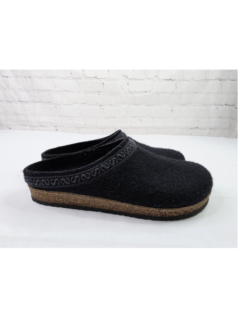 Stegmann Original 108 Black Merino Wool Clogs Cork Latex Sole Women's Size 10